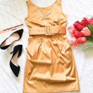 Sleek Golden Girl Belted Dress